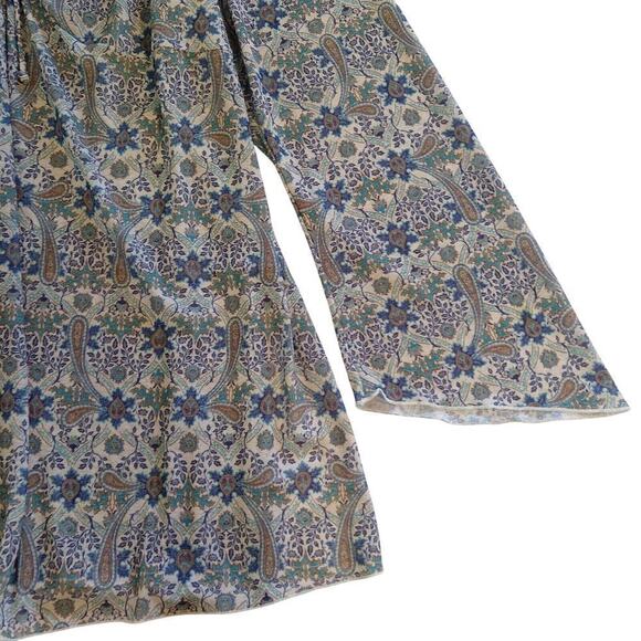 Vintage 2000s Paisley Print Top Plus Size 1X Bell Sleeve Tie Back Y2K Milkmaid - Picture 5 of 9